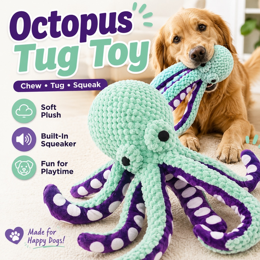 Plush Octopus Dog Toy – Squeaky Interactive Companion Toy for Dogs