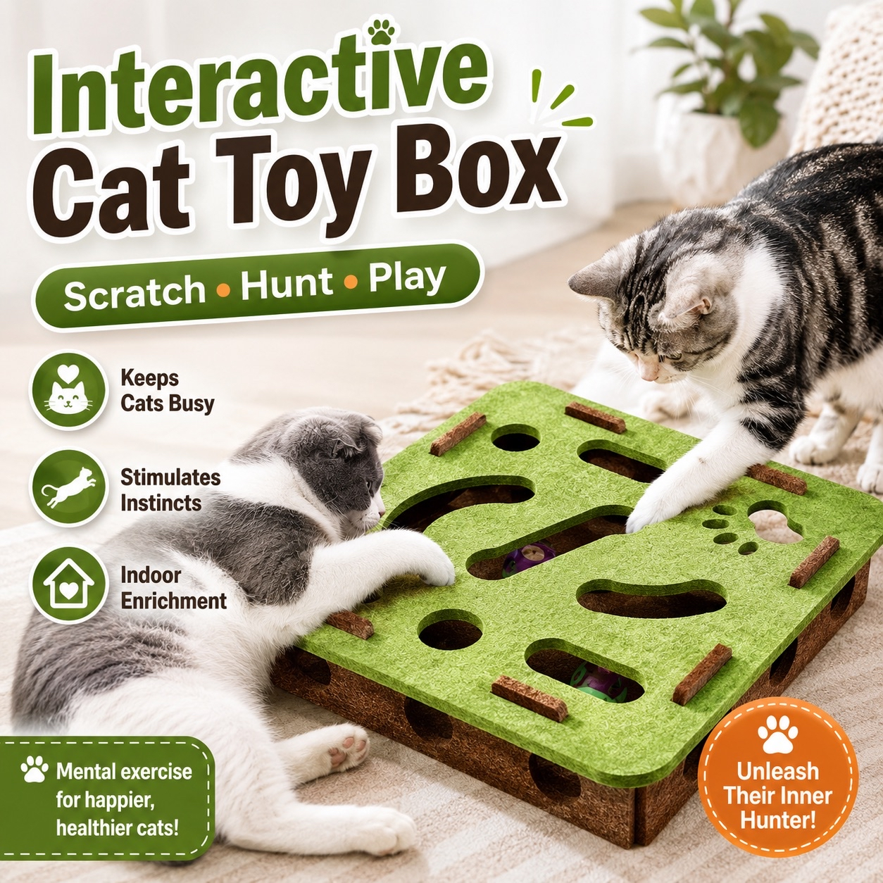 Felt Puzzle Box Cat Toy – Interactive Hunt & Play Entertainment