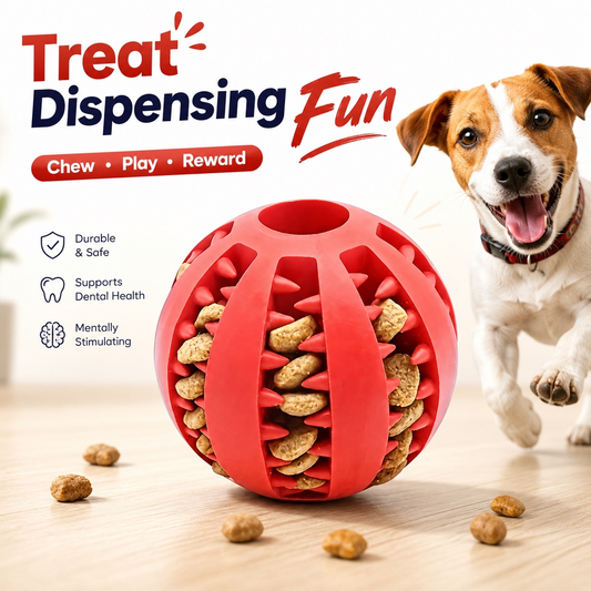 Dog Toy Ball, Nontoxic Bite Resistant Toy Ball for Pet Dogs Puppy Cat, Dog Pet Food Treat Feeder Chew Tooth Cleaning Ball