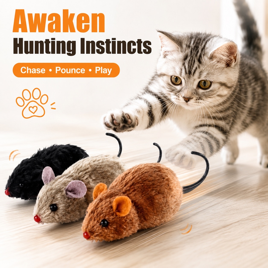 Lifelike Plush Running Mouse Toy – for Cats, Dogs & Kids