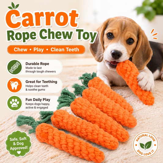 1pc Pet Knot Toy for Dog and Cat Carrot Shape Dog Chew Toys Cotton Rope Toys for Indoor Dogs Cat Toys Dog Accessories