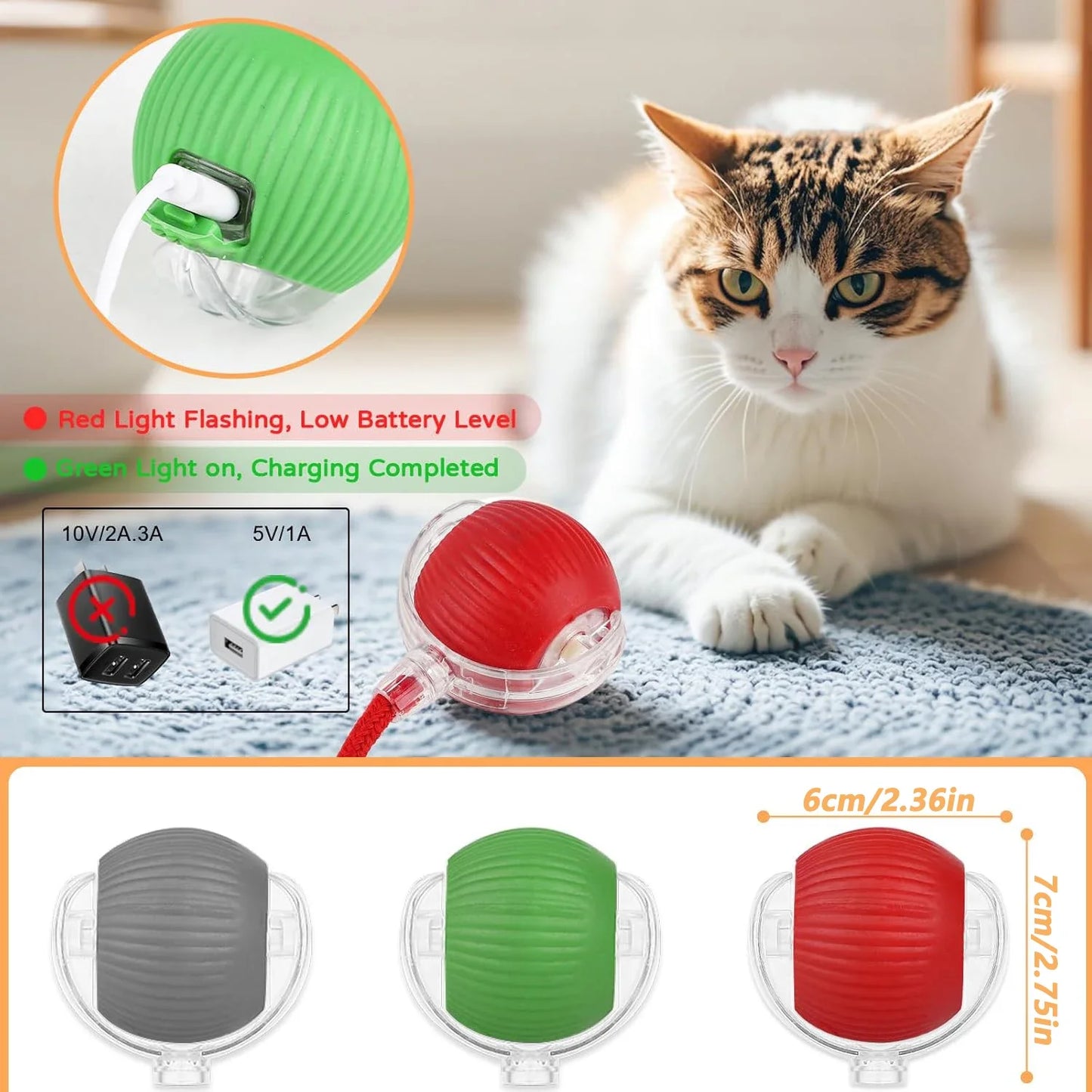 Nexivo™ Interactive Rolling Ball Toy – Rechargeable Smart Pet Chase Ball