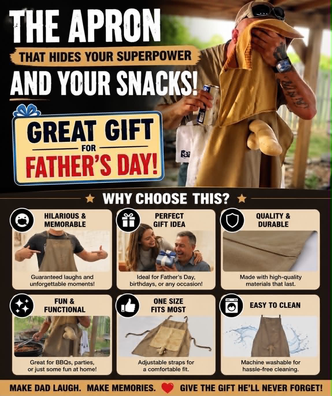 The Ultimate Father's Day Apron — Funny, Unique & totally One of a Kind 🎁🔥